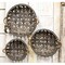 Set of 3 Natural Round Tobacco Baskets with Jute Handles Wall Hanging Decor